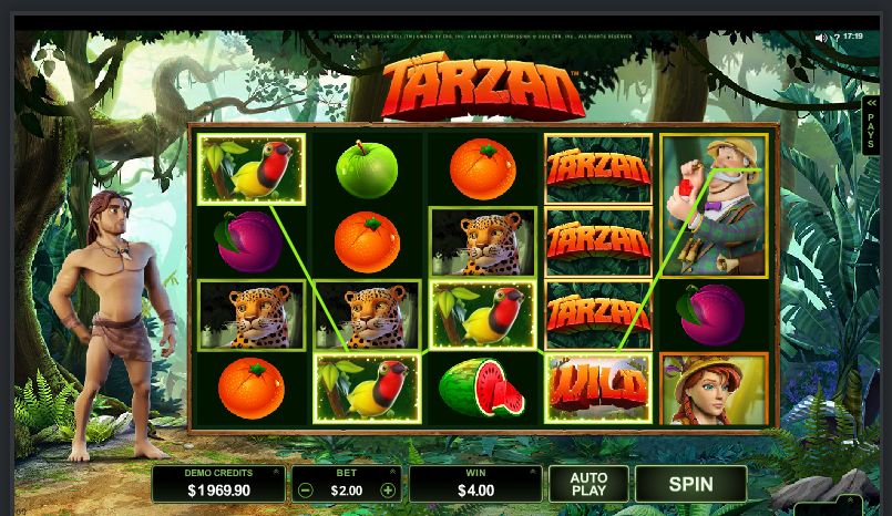 Tarzan grafički interfejs slot igre